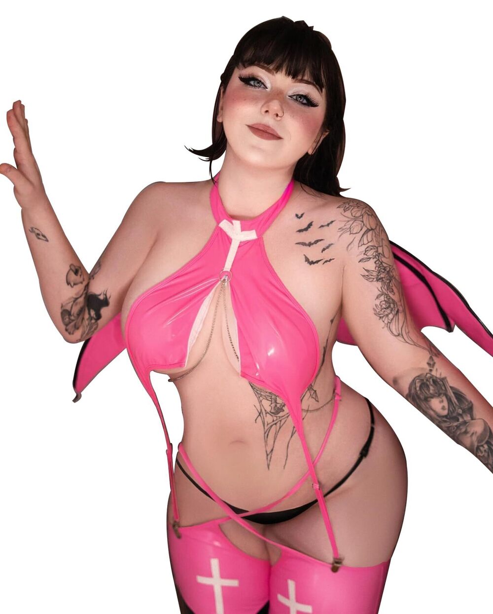 3826 Nurse costume Pink premium pu cosplay lingerie Priestess Succubus